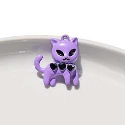 Средняя Орхидея Подвески из цинкового сплава с микропаве из кубического циркония, с эмалью, подвески в форме кошки, средне орхидеи, 25x21 мм, 10 шт / комплект