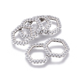 Светло-серый Японский бисер miyuki & toho ручной работы, с 304 кольцами из нержавеющей стали, Ткацкий станок, шестиугольник, серебряные, светло-серый, 15~15.5x16x1.8~2 мм