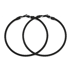 Черный Ионное покрытие (ip) 304 серьги-кольца из нержавеющей стали для женщин, чёрные, 61x4 мм