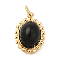 Настоящее золото 18K Латунные подвески, овал с подвесками-кабошонами, с целью перехода в кольце, без кадмия, без никеля и без свинца, реальный 18 k позолоченный, 16x12x6 мм, отверстие : 3x4.5 мм