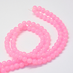 Pearl Pink Baking Painted Imitation Jade Glass Round Bead Strands, Pearl Pink, 10~10.5mm, Hole: 1.5mm, about 85pcs/strand, 31.4 inch