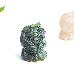 Рубин В Цоизита Украшение в виде льва из смолы, с натуральным рубином в крошке цоизита внутри статуй для украшения домашнего офиса, 39x37x53 мм