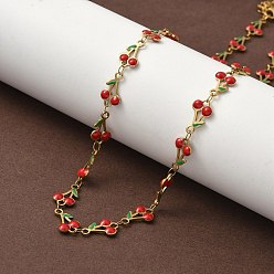 Золотой 304 ожерелья из нержавеющей стали с красными вишневыми звеньями для женщин, ионное покрытие (ip), золотые, 18.11 дюйм (46 см)