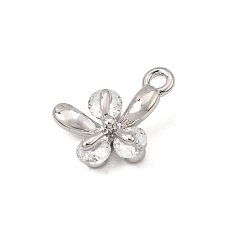 Platine Breloques en laiton zircon cubique transparent, charmes de papillon, platine, 11x7x3mm, Trou: 1.2mm