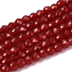 Темно-Красный Стеклянные бусины, имитация нефрита , круглые, граненые, темно-красный, 2x2 мм, отверстие : 0.6~0.8 мм, около 173~182 шт / нитка, 13.58~14.37'' (34.5~36.5 см)
