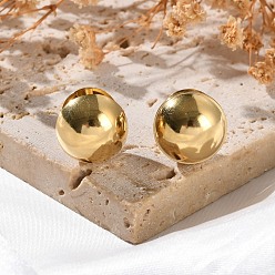 Круглые Ионное покрытие (ip) 304 серьги-кольца из нержавеющей стали, реальный 18 k позолоченный, круглые, 15.5x15.5 мм