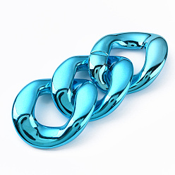 Бледно-бирюзовый Акриловые кольца с покрытием uv , разъемы для быстрой связи, для изготовления украшений из цепочек, Twist овальные, бледные бирюзовая, 48x40x12 мм, внутренний диаметр: 22x25 мм