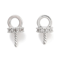 Платина Латунные прозрачные колышки из кубического циркония, без кадмия, без никеля и без свинца, платина, 9 мм, отверстие : 2.5 мм, штифты : 1 мм