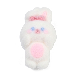 Белый Кулоны из флокированной смолы, кролик, белые, 57x32x26 мм, отверстие : 3 мм