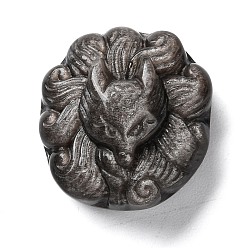 Silver Sheen Obsidian Подвески из натурального серебристого обсидиана, прелести девятихвостой лисы, 25.3x23.5x12.4 мм, отверстие : 1.4~1.5 мм