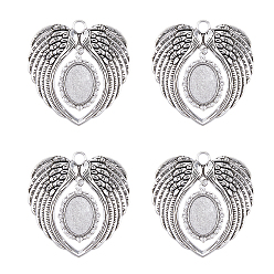 Античное Серебро 8 шт. Прозрачные стеклянные подвески, с обнаружением сплава тибетского стиля, крыло, античное серебро, 69x65 мм, отверстие : 6 мм