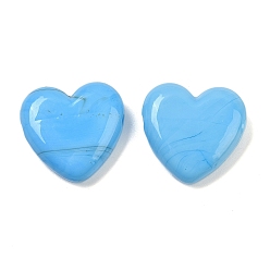 Озёрно--синий Бусины лэмпворк , сердце, Плут синий, 19~19.5x20x6.5~7 мм, отверстие : 1.6 мм