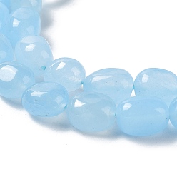 Light Sky Blue Natural Jade Beads Strands, Dyed, Nuggets, Tumbled Stone, Light Sky Blue, 9.5~11.5x8~8.5x7~8mm, Hole: 1mm, about 34~38pcs/strand, 14.76~15.16''(37.5~38.5cm)