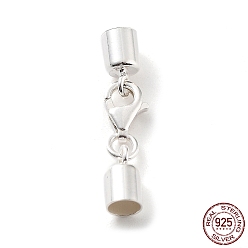 Серебро 925 стерлингового серебра застежкой омар коготь, с концами шнура и 925 штампом, серебряные, 25 мм, внутренний диаметр: 3.5 мм