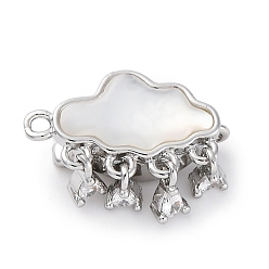 Платина Латунные застежки из прозрачного кубического циркония с микропаве, без кадмия, без никеля и без свинца, с оболочкой и эпоксидной смолой, облако, платина, 14.5x18x7.5 мм, отверстие : 1.2 мм