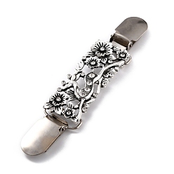 Античный Серебристый & Платиновый Винтажный сплав с зажимами для кардигана со стразами, зажимы воротника свитера, прямоугольник с пятнистым оленем, старинное серебро и платина, 132 мм