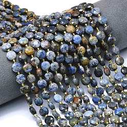 дюмортьерит Натуральные нити из бисера, граненый шестиугольный разрез, плоско-круглые, с бисером, 8~8.5x5 мм, отверстие : 0.8 мм, около 36 шт / нитка, 15.16''~15.24'' (38.5~38.7 см)