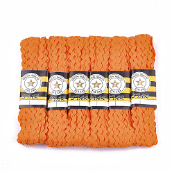 Темно-Оранжевый Ленты из полипропиленового волокна, форма волны, темно-оранжевый, 7~8 мм, 15 двор / пачка, 6 расслоения / мешок