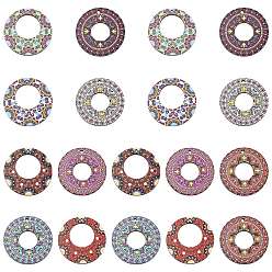 (52) Непрозрачная лаванда 45 шт. 9 подвески из липы с цветной печатью, назад случайный цвет, плоско-круглые, разноцветные, 35x3 мм, отверстие : 1.6~2 мм, 5 шт / цвет