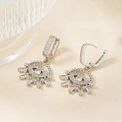 Серебро Модные серьги-кольца из латуни с прозрачным кубическим цирконием, серебряные, 36x23 мм