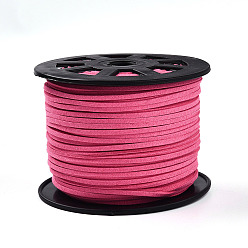 Ярко-Розовый Шнуры из искусственной замши, искусственная замшевая кружева, ярко-розовый, 2.7x1.4 мм, около 98.42 ярдов (90 м) / рулон