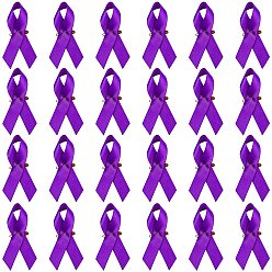 Темно-Фиолетовый Брошь из полиэстера, с железными булавками, ленты символа борьбы против рака молочной железы , темно-фиолетовый, 75x40x1 мм