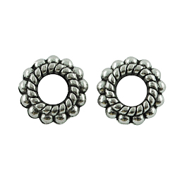 Античное Серебро Сплавочные овальные бусины тибетского стиля , без кадмия, без никеля и без свинца, пончик, античное серебро, 8x2 мм, отверстие : 3 мм