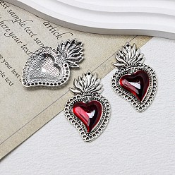 Сердце Подвески из эмали и сплава, античное серебро, сердце, 48x29 мм