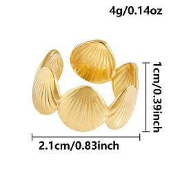 Золотой 304 открытые кольца манжеты из нержавеющей стали, формы раковины, золотые, 10 мм, Внутренний диаметр: 21 мм.