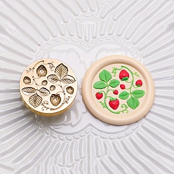 Клубника Золотистый тон, круглая сургучная печать, латунные головки штампов, для сургучной печати, клубничная серия, клубника, 25x14 мм, внутренний диаметр: 7 мм