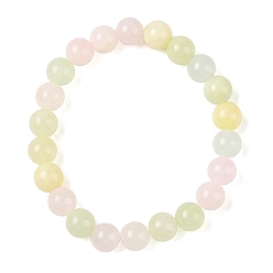 Разноцветный Эластичные браслеты из натурального зеленого нефрита (окрашенные) круглые из бисера, красочный, внутренний диаметр: 1-7/8 дюйм (4.9 см), 8 мм