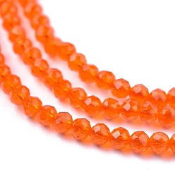 Dark Orange Glass Beads Strands, Imitation Quartz, Faceted, Round, Dark Orange, 2mm, Hole: 0.5mm,  about 175pcs/strand, 14.9 inch(38cm)