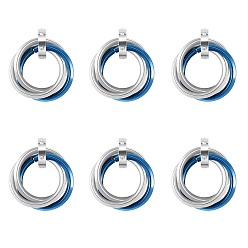 Azul & Acero Inoxidable Color 201 de enclavamiento de acero inoxidable colgantes anillo, con diamantes de imitación de cristal, azul y acero inoxidable Color, 27 mm, 6 unidades / caja