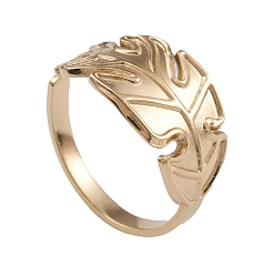 Real 14K Gold Plated Ion Plating(IP) 304 Stainless Steel Monstera Leaf Open Cuff Rings for Women, Real 14K Gold Plated, Inner Diameter: 16.8mm