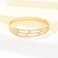 Настоящее золото 18K 304 женские шарнирные браслеты из нержавеющей стали, ионное покрытие (ip), реальный 18 k позолоченный, внутренний диаметр: 2.36x1.97 дюйм (6x5 см)