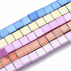 Mixed Color Electroplated Non-magnetic Synthetic Hematite Beads Strands, Rectangle, Mixed Color, 6x6.5x2.5mm, Hole: 0.5mm, about 65~66pcs/Strand, 15.75 inch(40cm)