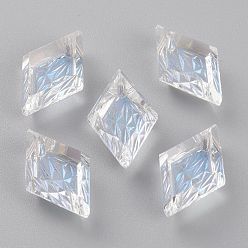 Лунный Свет Подвески из тисненого стекла со стразами, ромб, граненые, лунный свет, 19x12x6 мм, отверстие : 1.5 мм