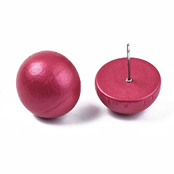 Камелия Расписные полукруглые серьги из дерева шима для девушек и женщин, серьги-гвоздики с 316 хирургическими булавками из нержавеющей стали, камелия, 15x8.5 мм, штифты : 0.7 мм