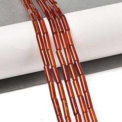 Коричневый Нити бусин из натурального красного агата (окрашенные и нагретые), колонка, коричневые, 13~14x4.5 мм, отверстие : 1.4 мм, около 30 шт / нитка, 15.79~15.94'' (40.1~40.5 см)