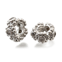 Платина Латунные микропаве прозрачные кубики из циркония, без кадмия и без свинца, долговечный, стойки покрытие, платина, 9.5x9.5x5 мм, отверстие : 4.5 мм