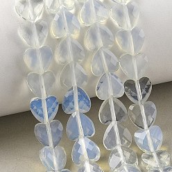Опал Opalite бисер пряди, сердце, граненые, 8x8x3.5 мм, отверстие : 0.9 мм, около 52~53 шт / нитка, 15.16''~15.35'' (38.5~39 см)