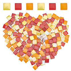 Красный Прозрачные стеклянные кабошоны, мозаичные плитки, для украшения дома или поделок, квадратный, красные, 10x10x4 мм, 200 шт / пакет