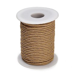 Dunkelgolden Verdrillte Polyesterschnur, mit Metallfaden, Runde, dunkelgolden, 3 mm