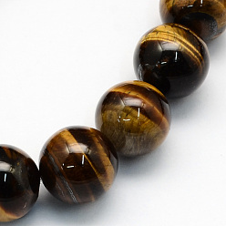 Tiger Eye Natural Tiger Eye Round Beads Strands, 6.5mm, Hole: 1mm, about 59~61pcs/strand, 15 inch