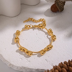 Настоящее золото 18K 304 женские браслеты-цепочки со звеньями из нержавеющей стали, реальный 18 k позолоченный, 6-7/8 дюйм (17.5 см)