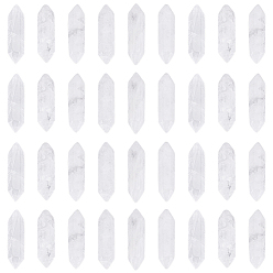 Quartz Crystal 36Pcs Natural Quartz Crystal Double Terminated Points Healing Stones, Reiki Energy Balancing Meditation Therapy Wand, for Wire Wrapped Pendants Making, No Hole/Undrilled, Bullet Shape, 30~33x9x9mm