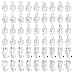 Серебро 150шт. 3 стиль латунные и сплавные скобы для ледоруба, с колышками, долговечный, серебряные, 9~12x5~9x2.8~6 мм, отверстие : 1~6 мм, штифты : 0.7~1 мм, 50 шт / стиль