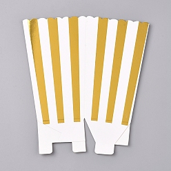 Gold Stripe Pattern Paper Popcorn Boxes, Pop Corn/Candy/Sanck Boxes, Party Decoration, Gold, 15.5x14.1x0.1cm, Finished Product: 11.6x7.4x7.6cm