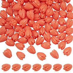 Легкий Лосось 100шт. окрашенные синтетические коралловые бусины, для изготовления ювелирных изделий DIY, Жасмин, светлый померанцевый, 8~8.5x6.5~7 мм, отверстие : 1 мм