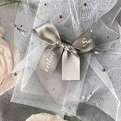 Серебро Прямоугольные сумки из органзы на шнурке, мешочки для хранения подарков с бантом, серебряные, 15x10 см